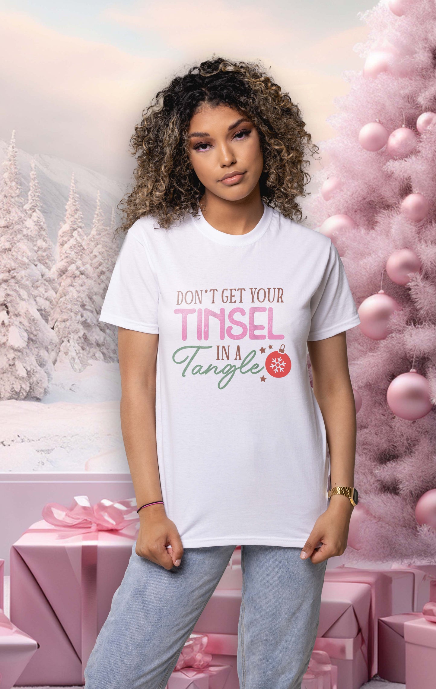 Don't Get Your Tinsel In a Tangle Crew Neck Unisex T-Shirt