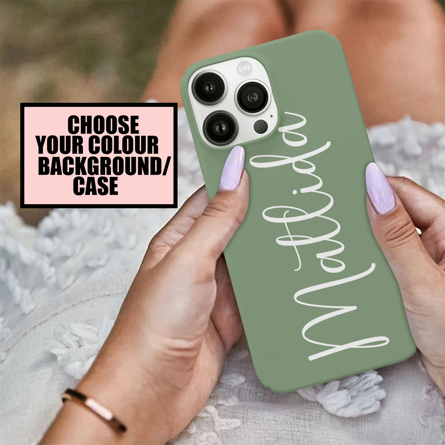 Basic Script Name 'Choose Your Colour' Personalised Monogram Case