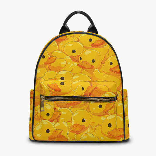 Lots Of Ducks Yellow Rubber Duck Personalised Monogram PU Leather Backpack