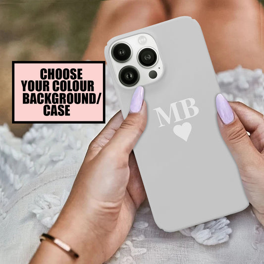 Heart Initial Name 'Choose Your Colour' Personalised Monogram Case