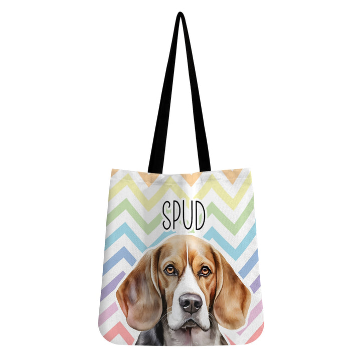 Beagle Dog Pastel Zig Zag Reusable Canvas Eco Tote