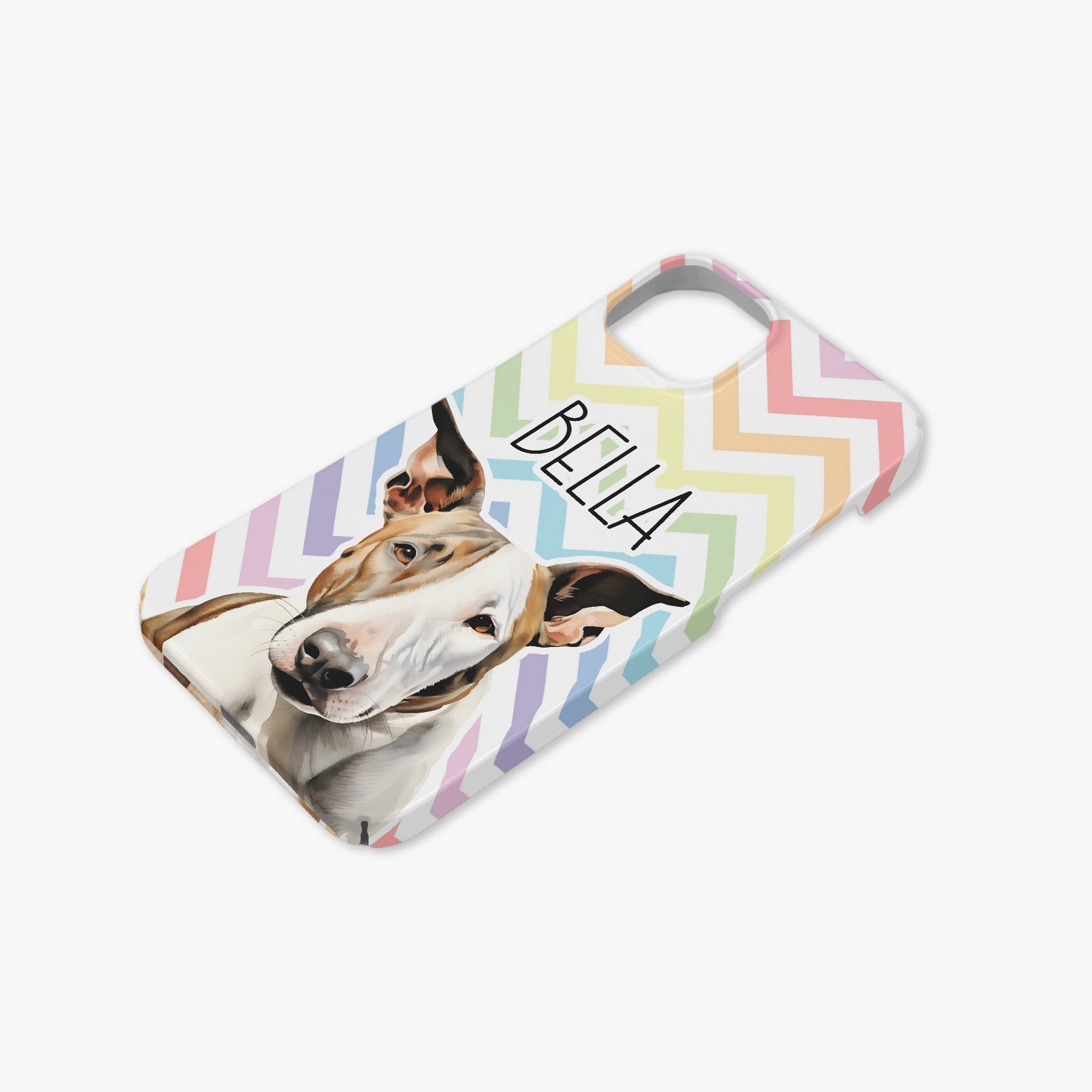 White English Bull Terrier Puppy Dog Name Pastel Zig Zag Rainbow Case