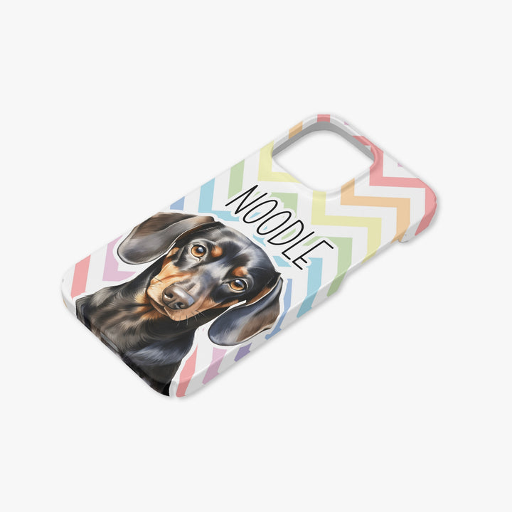 Dachshund Sausage Dog Puppy Dog Name Pastel Zig Zag Rainbow Case