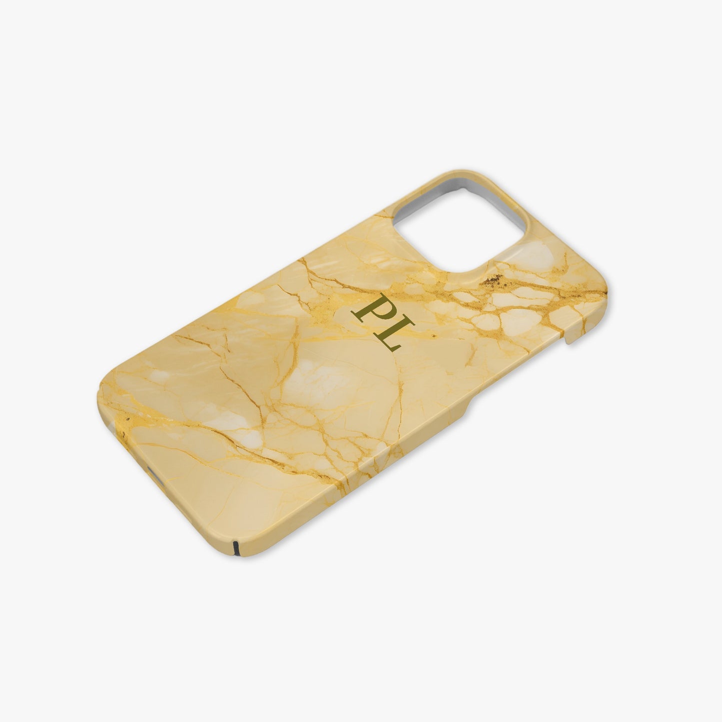 Lemon Yellow Geo Marble Personalised Initial Monogram Case