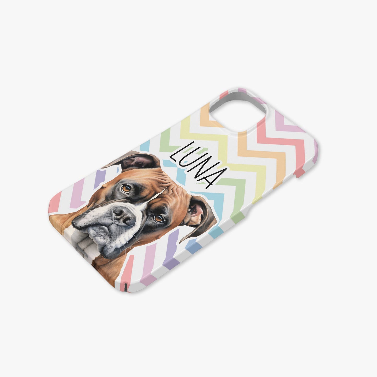 Boxer Dog Name Pastel Zig Zag Rainbow Case