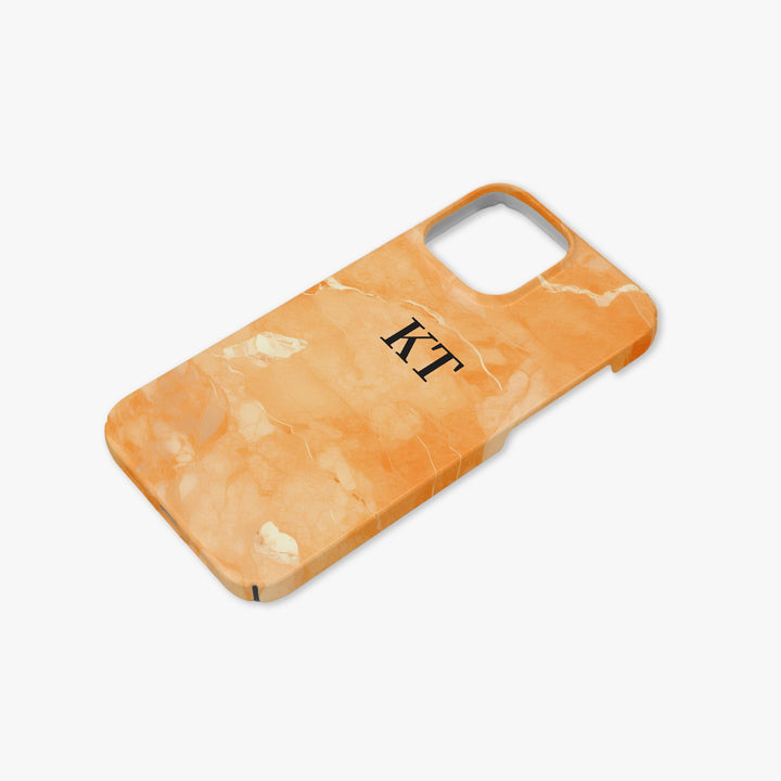 Sunshine Orange Geo Marble Personalised Initial Monogram Case