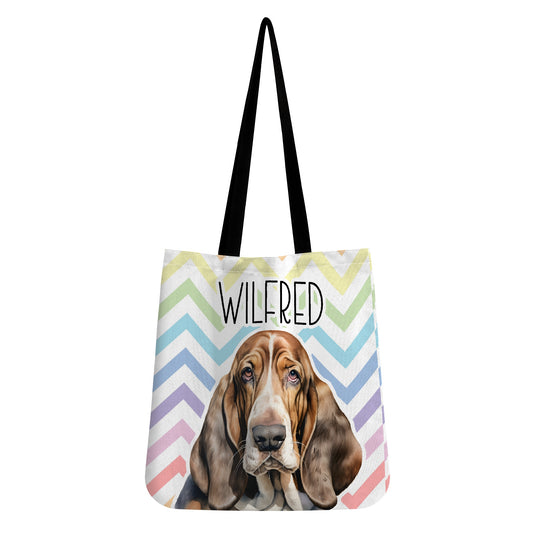 Basset Hound Dog Pastel Zig Zag Reusable Canvas Eco Tote