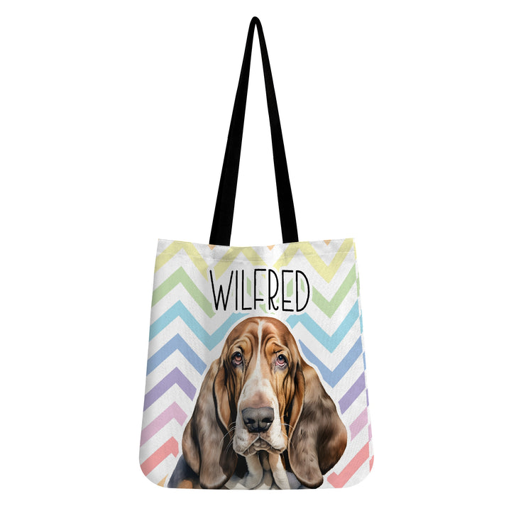 Basset Hound Dog Pastel Zig Zag Reusable Canvas Eco Tote