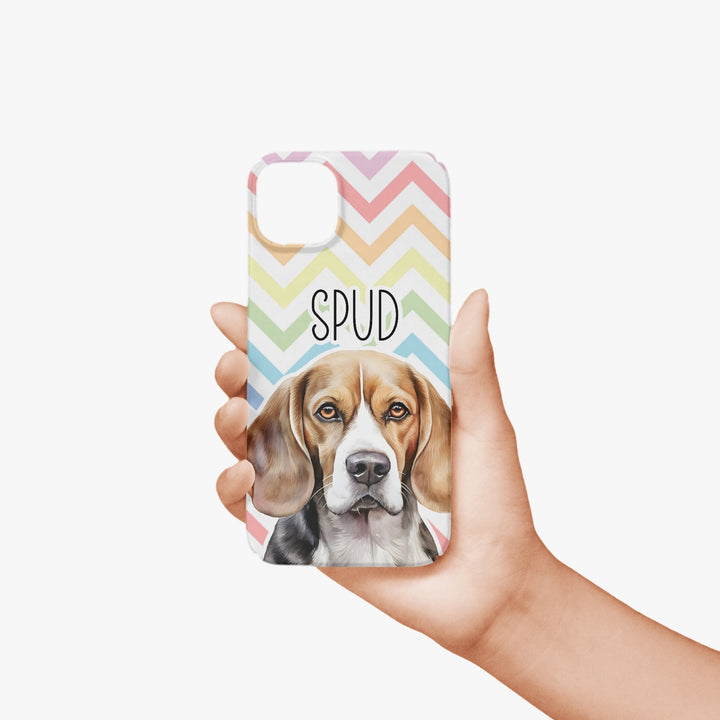 Beagle Puppy Dog Name Pastel Zig Zag Rainbow Case