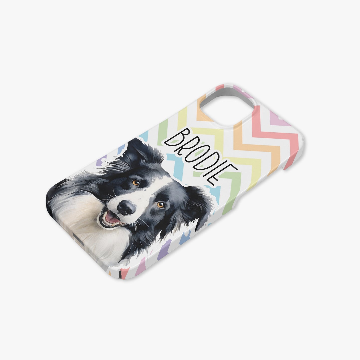 Border Collie Sheepdog Dog Name Pastel Zig Zag Rainbow Case