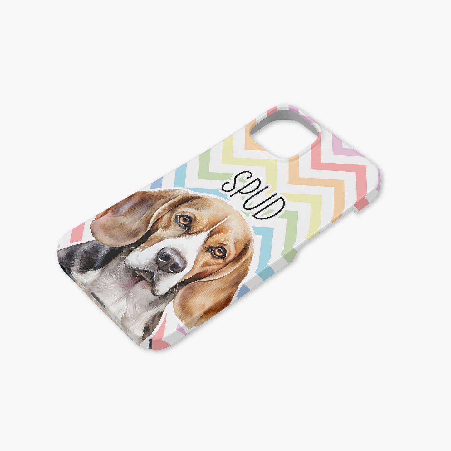 Beagle Puppy Dog Name Pastel Zig Zag Rainbow Case