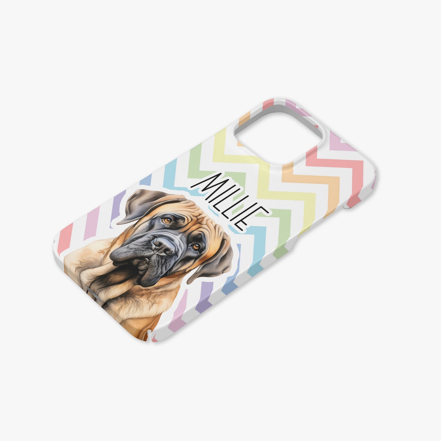 English Mastiff Dog Name Pastel Zig Zag Rainbow Case