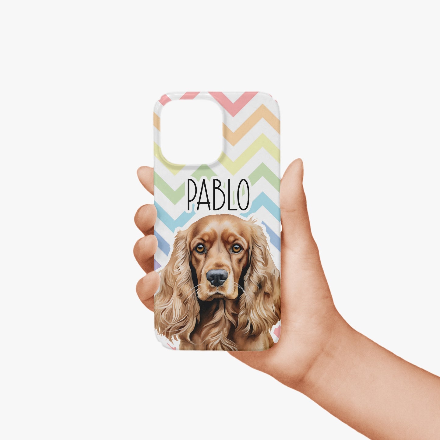 Cocker Spaniel Puppy Dog Puppy Dog Name Pastel Zig Zag Rainbow Case