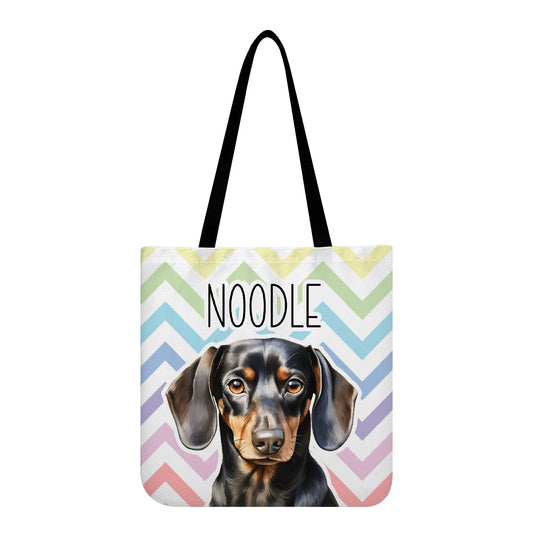 Dachshund Sausage Dog Pastel Zig Zag Reusable Canvas Eco Tote