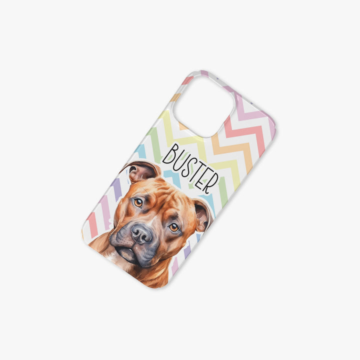 Red Staffy Staffordshire Bull Terrier Puppy Dog Name Pastel Zig Zag Rainbow Case