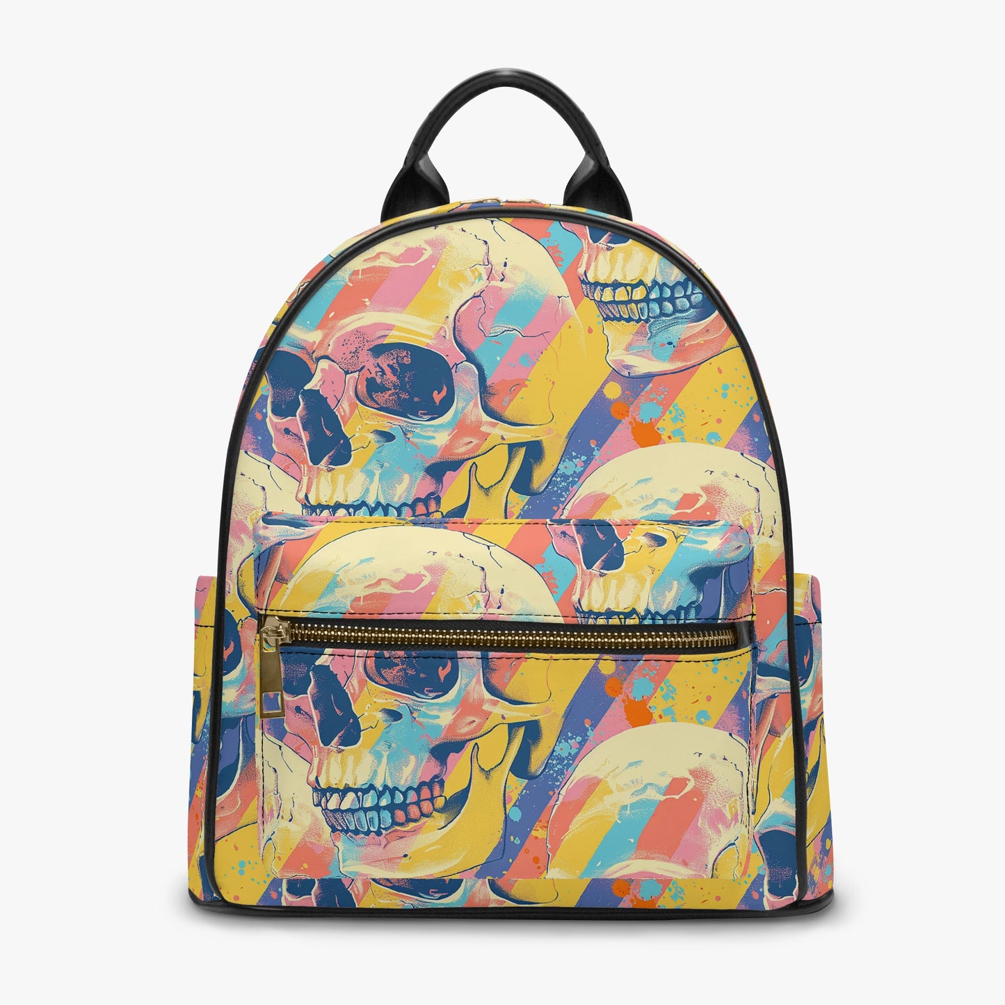 Abstract Paint Groovy Rainbow Personalised Monogram PU Leather Backpack