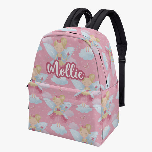 Double Pink Fairy Princess Personalised Name Backpack