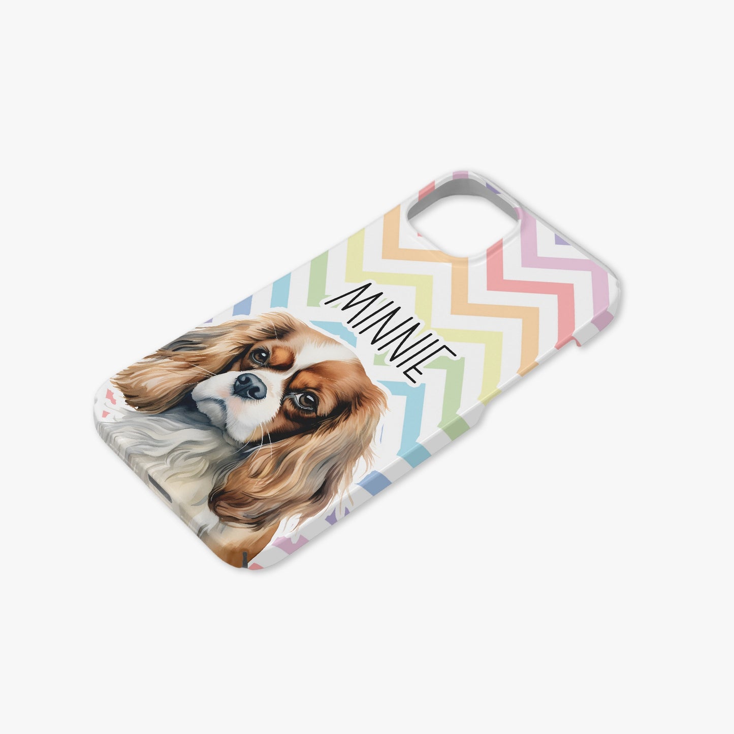 King Charles Cavalier Puppy Dog Puppy Dog Name Pastel Zig Zag Rainbow Case