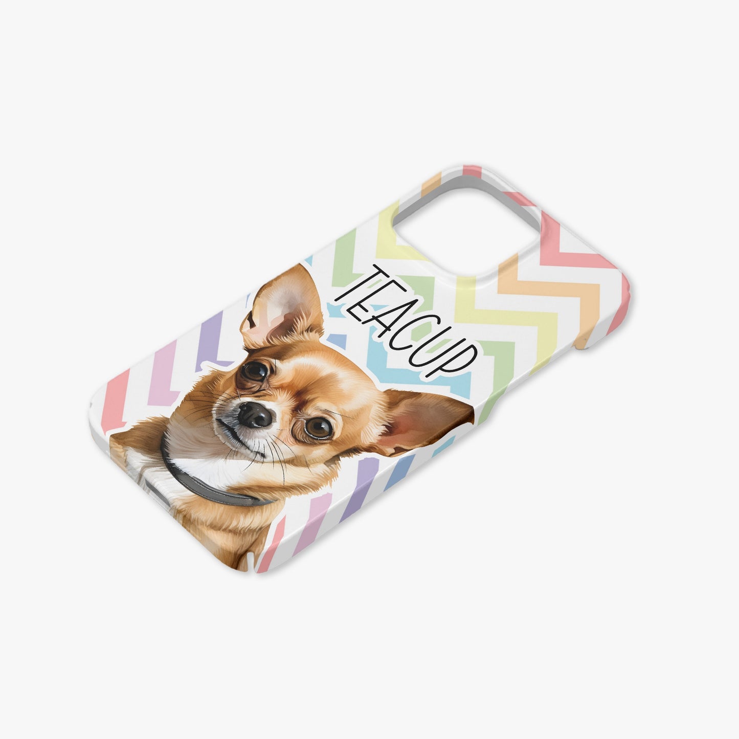 Teacup Chihuahua Dog Name Pastel Zig Zag Rainbow Case