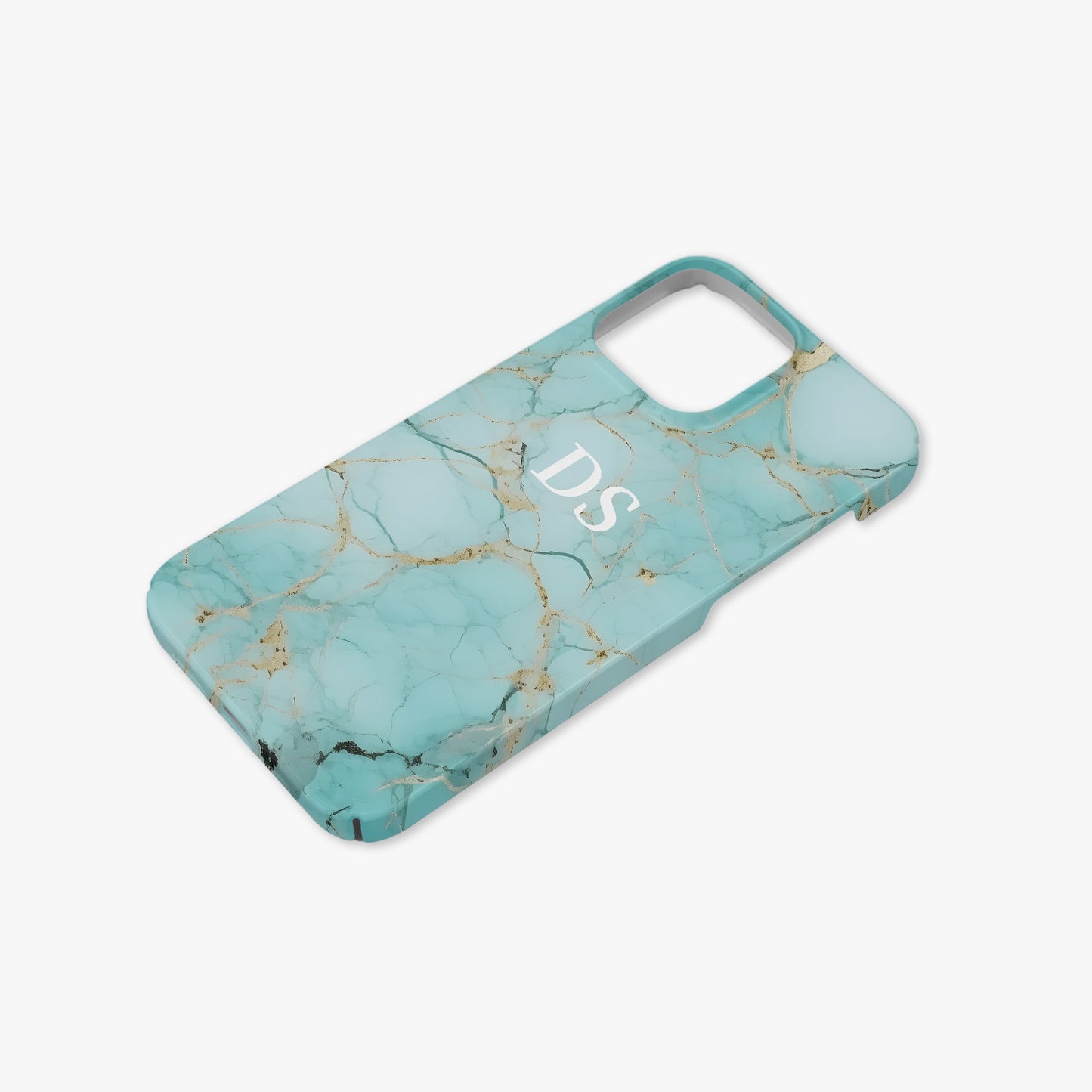 Teal Amazonite Gold Personalised Initial Monogram Case