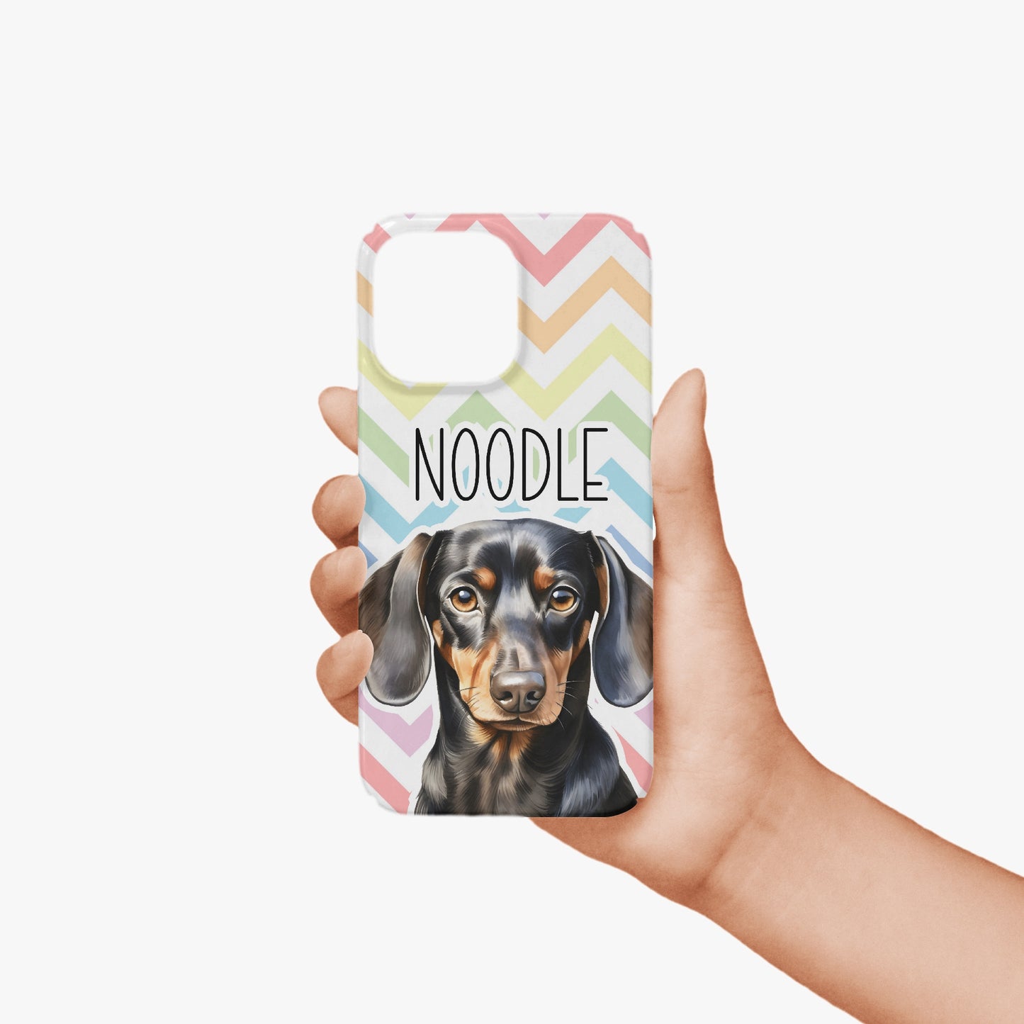 Dachshund Sausage Dog Puppy Dog Name Pastel Zig Zag Rainbow Case