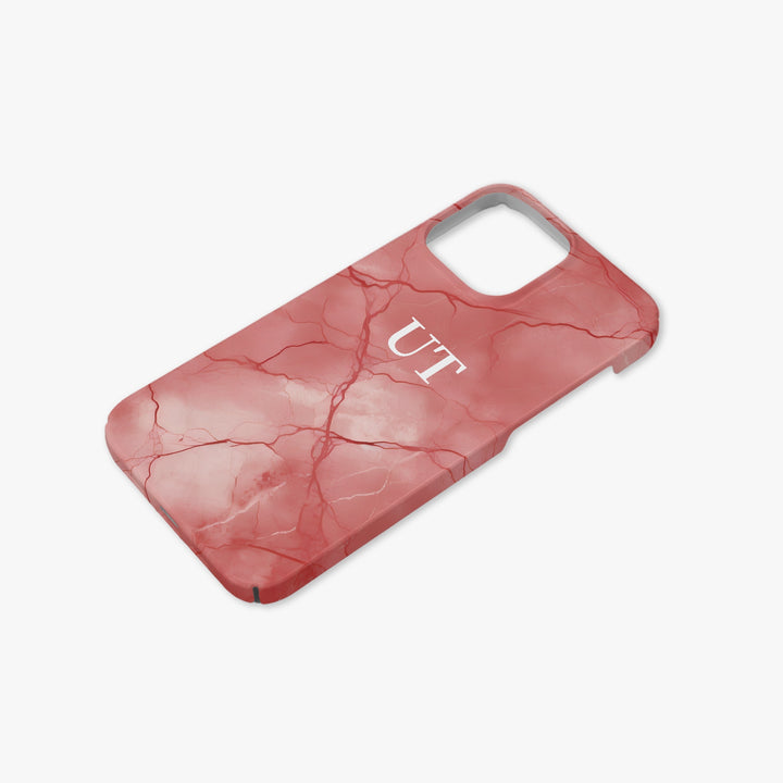 Pastel Red Marble Personalised Initial Monogram Case