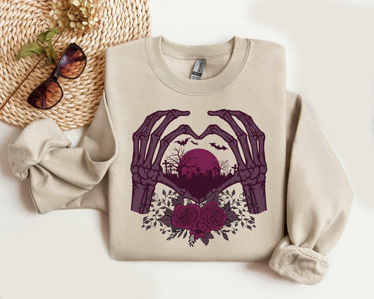 Sunset And Bones Halloween Sweatshirt