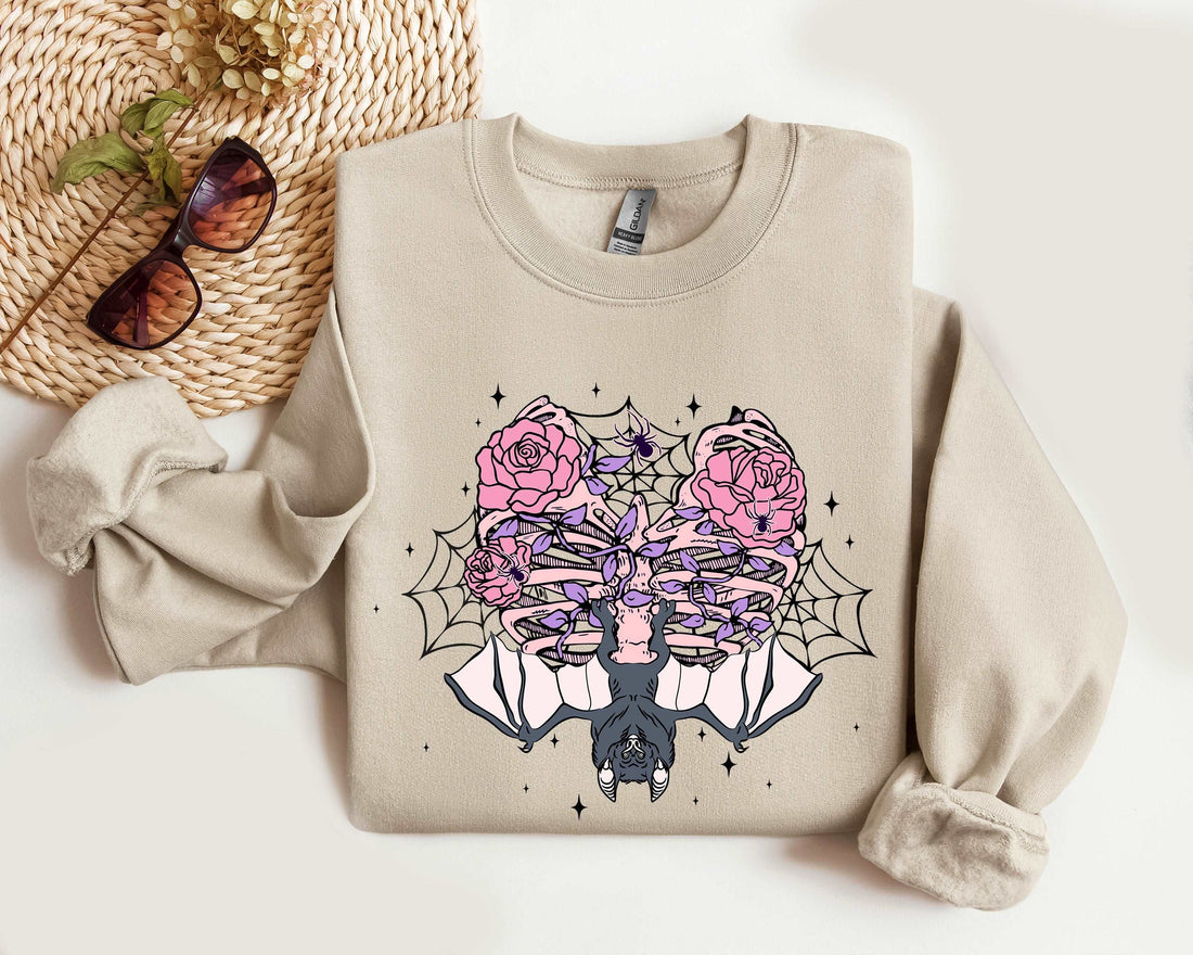 Roses, Bats and Ribcages Halloween Sweatshirt