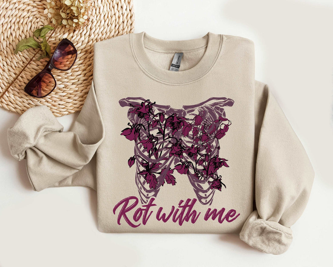 Rot With Me Ribcage Halloween Sweatshirt