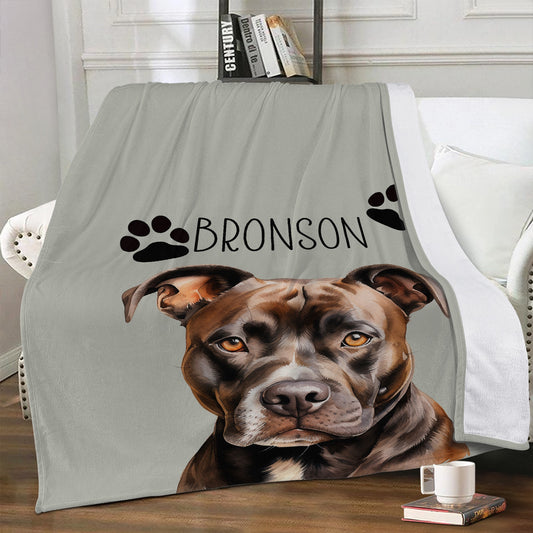 Staffy Brown Staffordshire Bull Terrier Personalised Photo Blanket