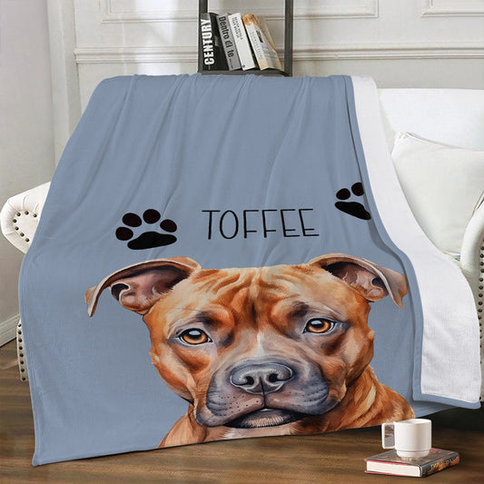 Staffy Red Staffordshire Bull Terrier Personalised Photo Blanket