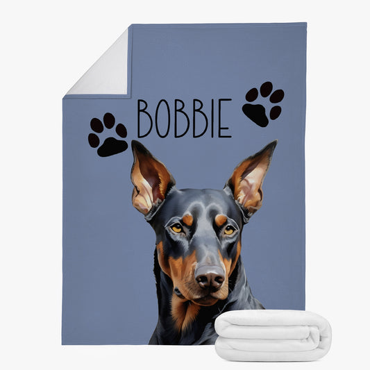 Doberman Dog Personalised Photo Blanket