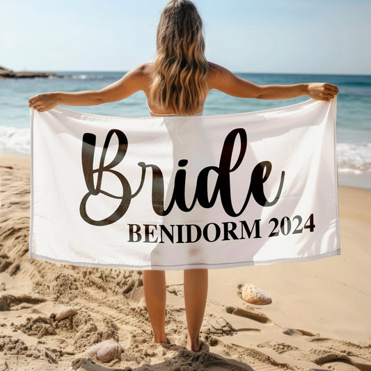 Bride Destination Oversized Beach or Bath Personalised Towel