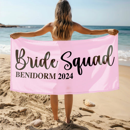 Bride Squad Destination Oversized Beach or Bath Personalised Towel