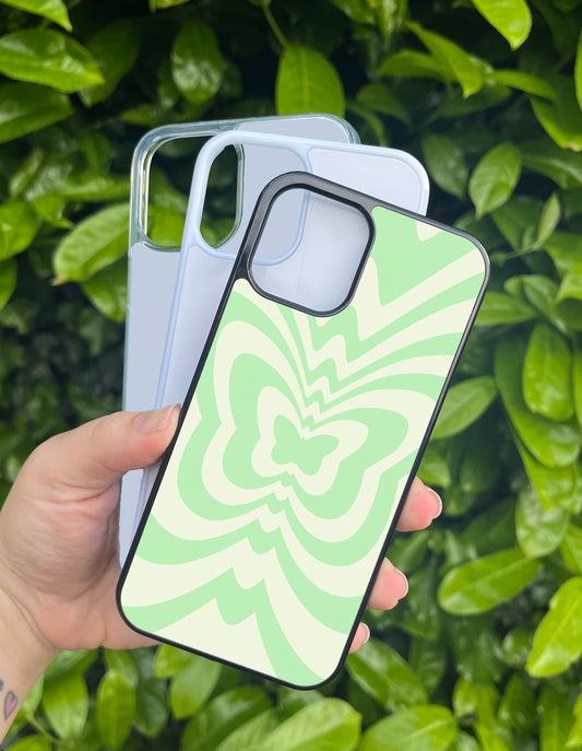 Green Butterfly Y2K Pattern Samsung & iPhone Compatible Phone Case