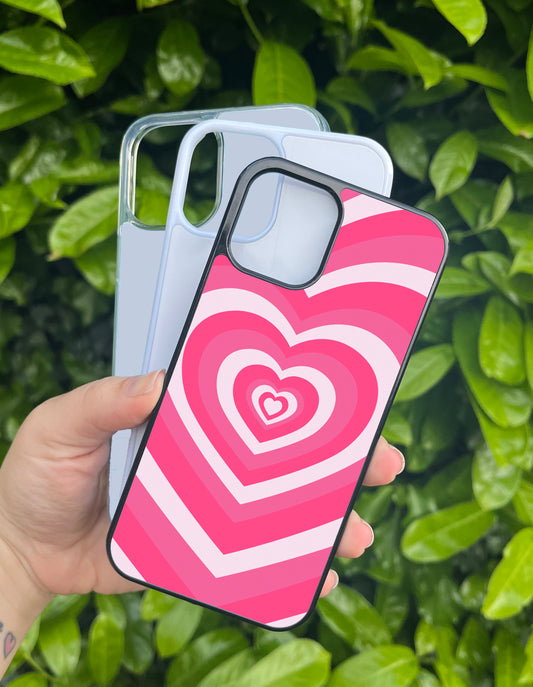 Hot Pink Heart Y2K Pattern Samsung & iPhone Compatible Phone Case