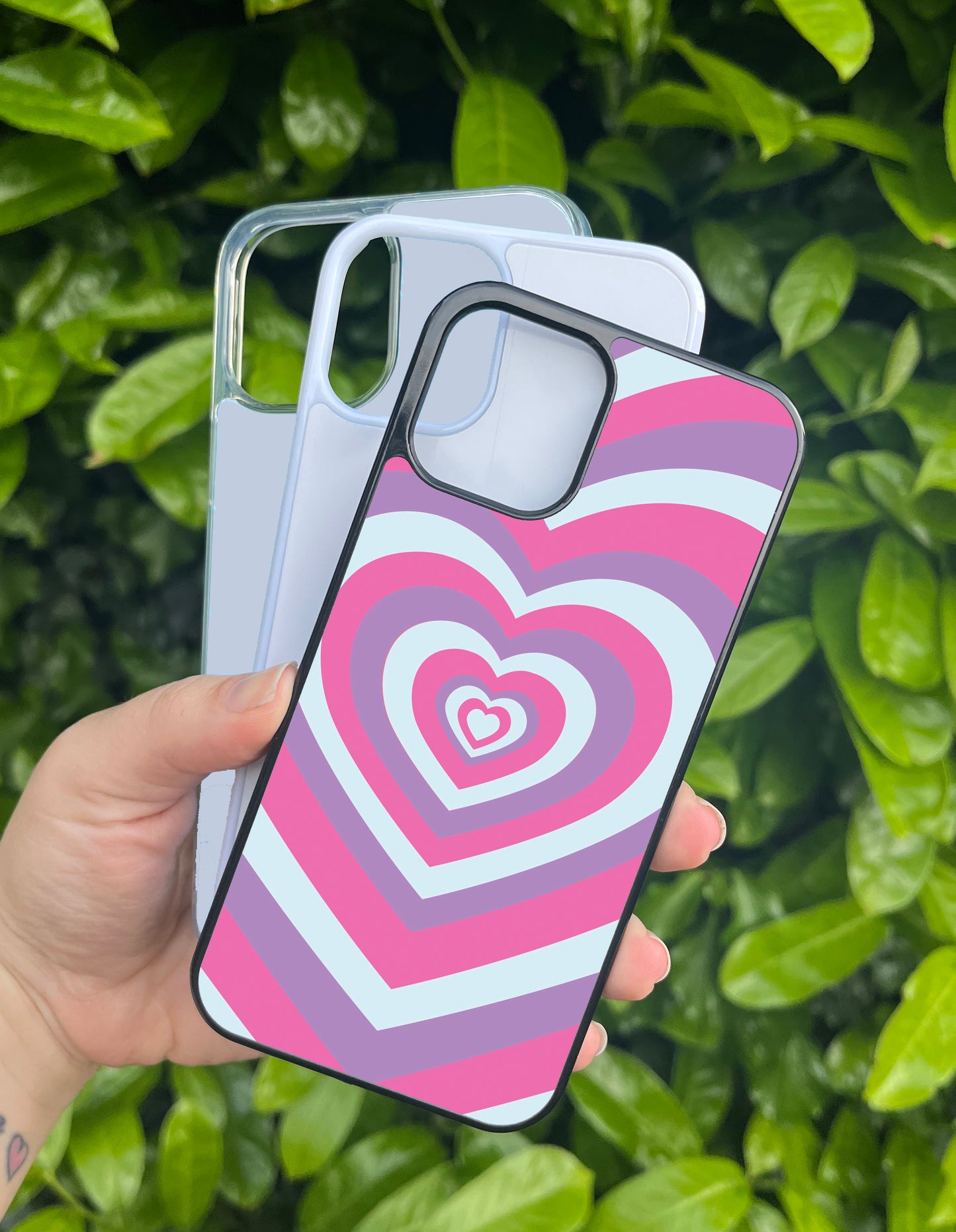 Purple, Hot Pink Heart Y2K Pattern Samsung & iPhone Compatible Phone Case