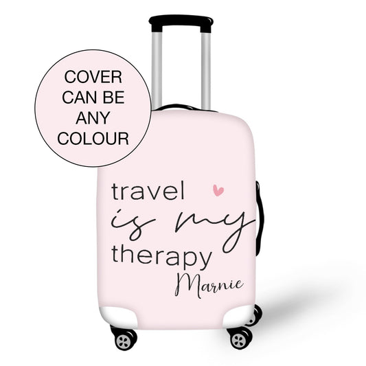 Travel Is My Therapy Personalised Name Protective Suitcase Slip Cover