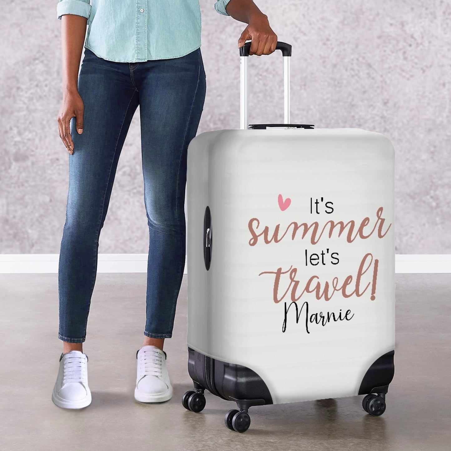 It's Summer, Let's Travel Personalised Name Protective Suitcase Slip Cover