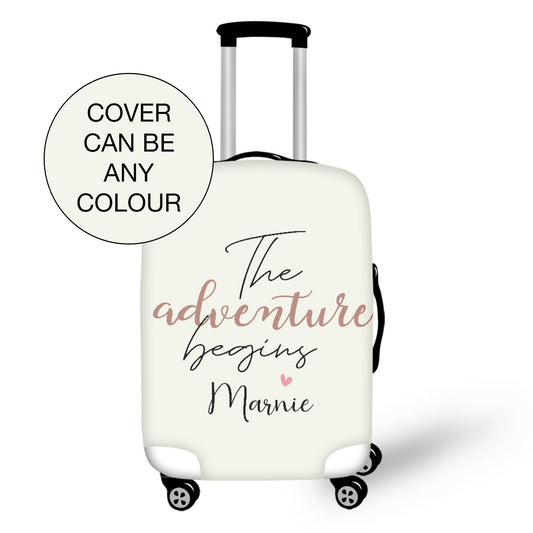 The Adventure Begins Personalised Name Protective Suitcase Slip Cover