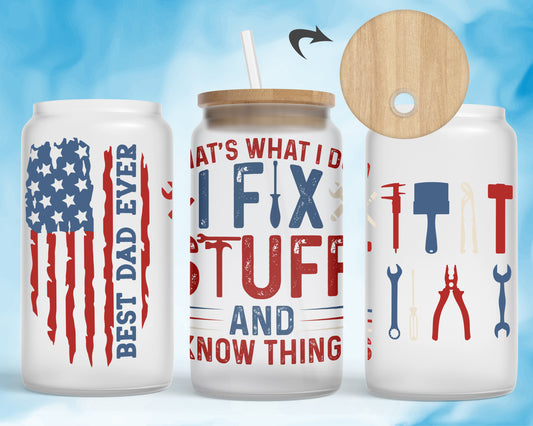 I Fix Stuff And Know Things .. Personalised Libbey Reusable Drinking Can