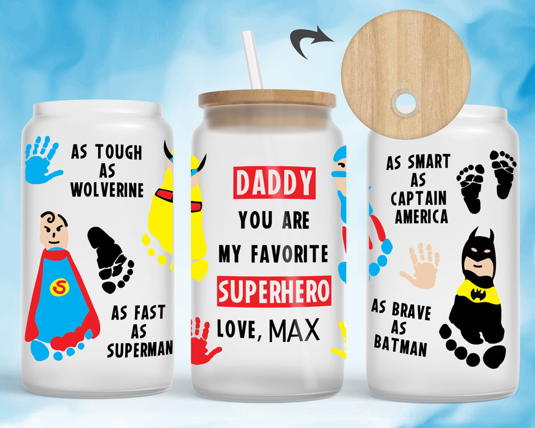 Daddy, You Are My Superhero Print Personalised Libbey Reusable Drinking Can