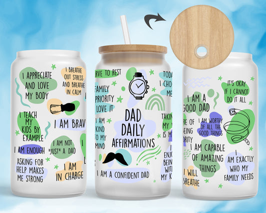 Green Dad Daily Positive Affirmations .. Personalised Libbey Reusable Drinking Can