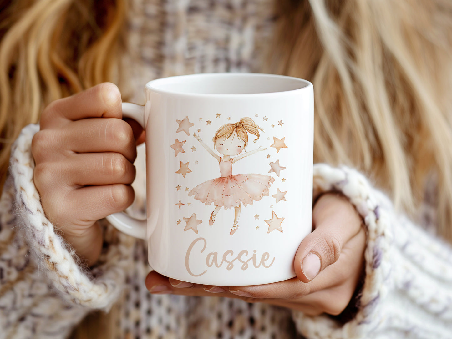 Star Girl Pink Ballerina Personalised Plastic Or Ceramic Mug &/Or Coaster Set