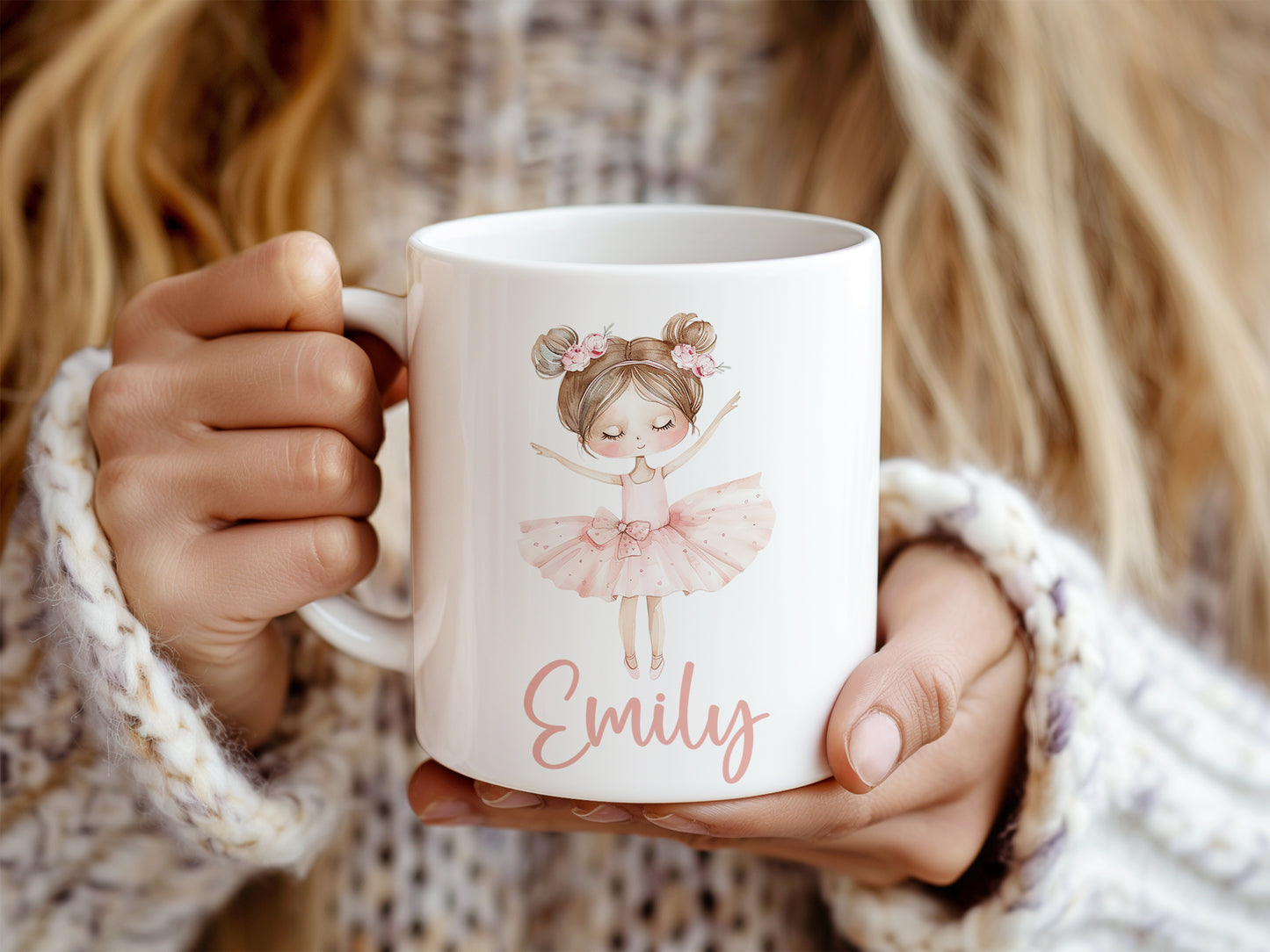 Pretty in Pink Ballerina Personalised Plastic Or Ceramic Mug &/Or Coaster Set