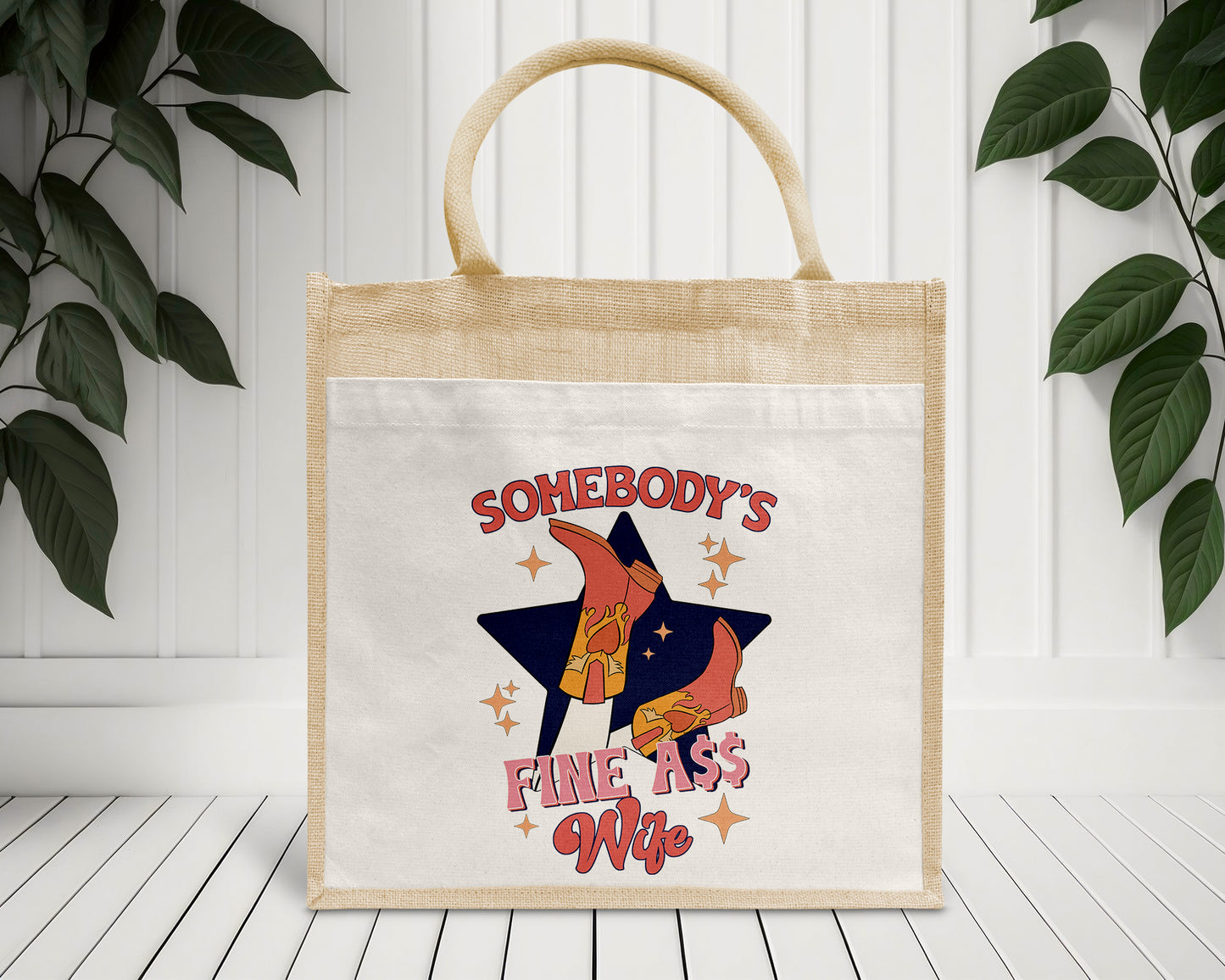 Somebody's Fine Ass Wife Bride Personalised Eco Pocket Block Tote