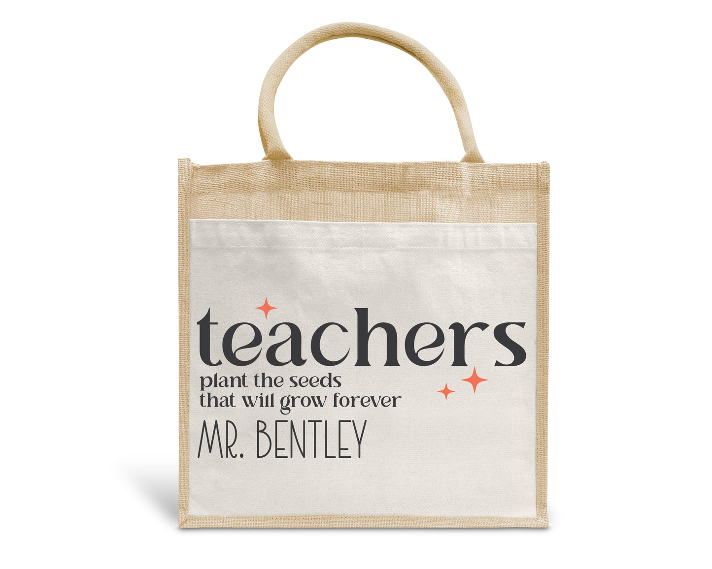 Teachers Plant The Seeds That Grow Personalised Eco Pocket Block Tote