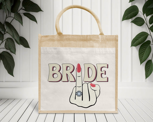 Bride Middle Ring Finger Personalised Eco Pocket Block Tote