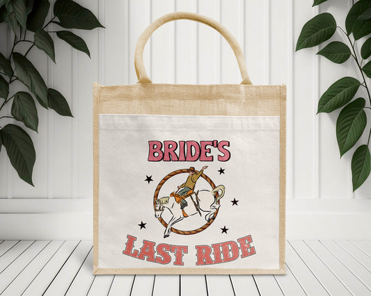 Bride's Last Ride Horse Rodeo Personalised Eco Pocket Block Tote