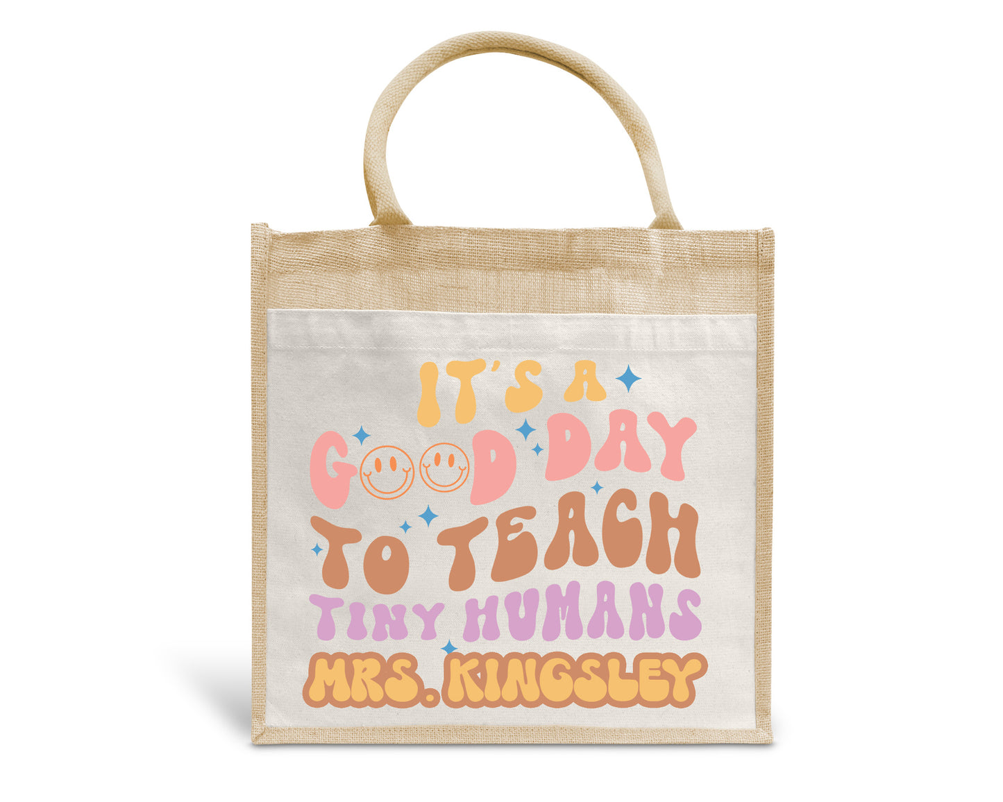 It's A Good Day To Teach Tiny Humans Personalised Eco Pocket Block Tote